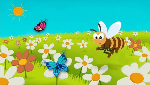 Бабочка и пчёлка на полянке