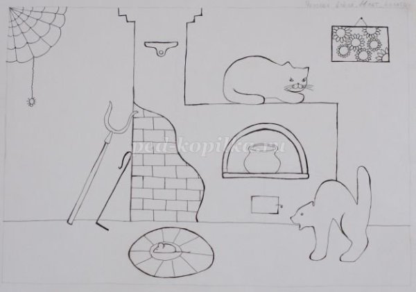 Поэтапный рисунок печки