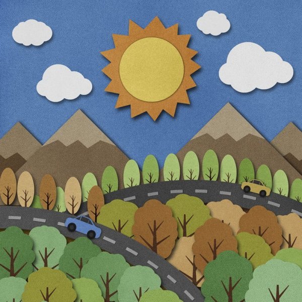 Пейзаж из цветной бумаги