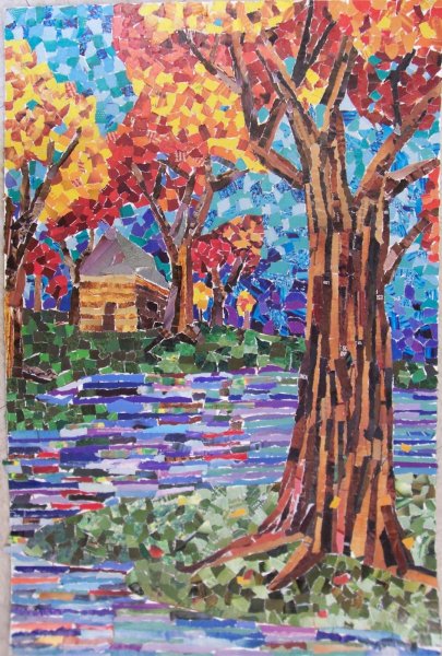 Пейзаж в технике аппликации