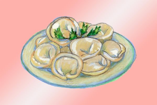 Тарелка с пельменями рисунок