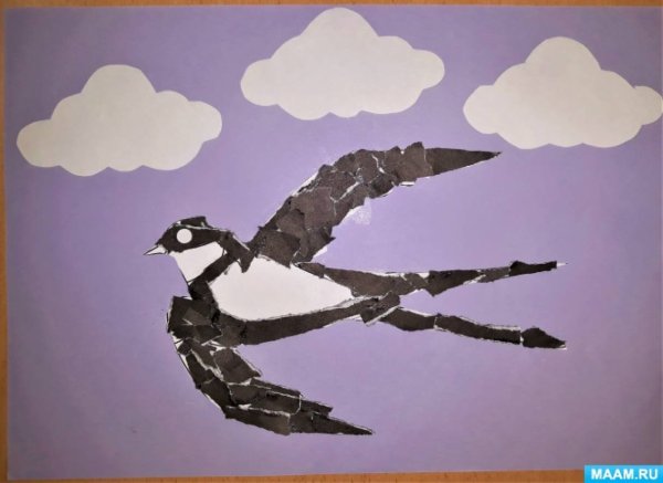 Аппликация на тему перелетные птицы