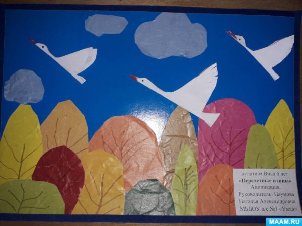 Аппликация на тему перелетные птицы