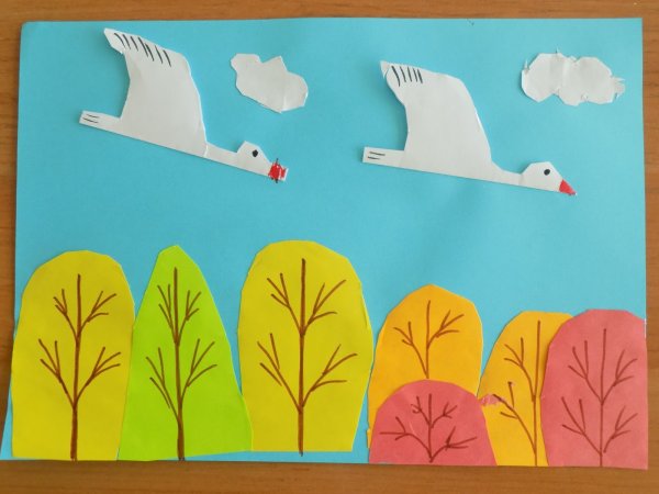 Аппликация перелетные птицы