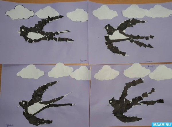 Аппликация на тему перелетные птицы в старшей группе