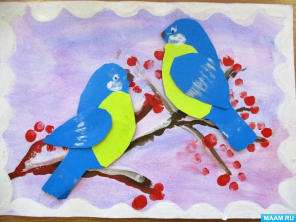 Аппликация зимующие птицы подготовительная группа