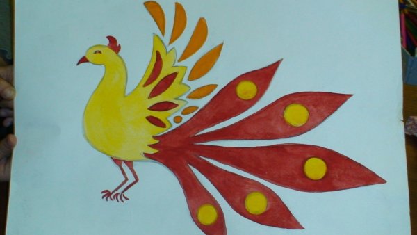 Аппликация перо Жар птицы в подготовительной группе Лыкова