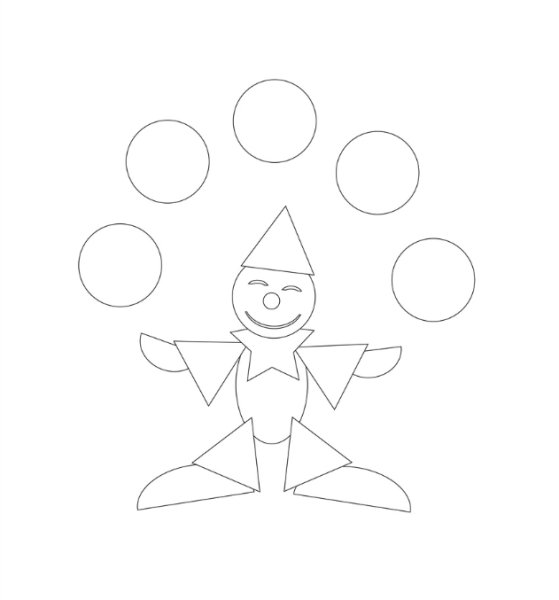 Клоун из геометрических фигур для детей