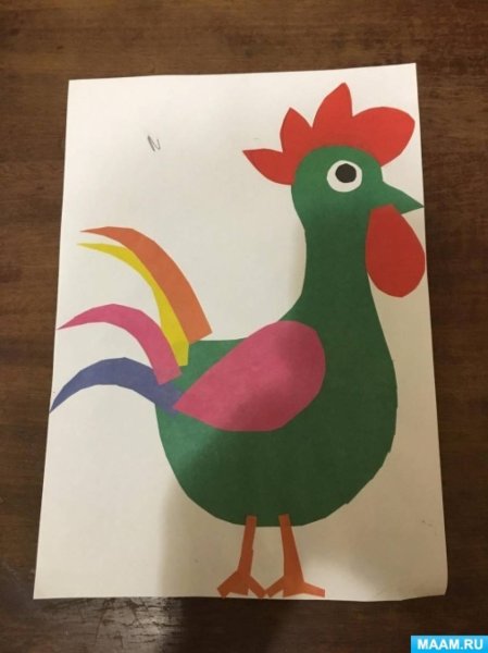 Аппликация в старшей группе петушок золотой гребешок