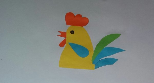 Петушок из цветной бумаги