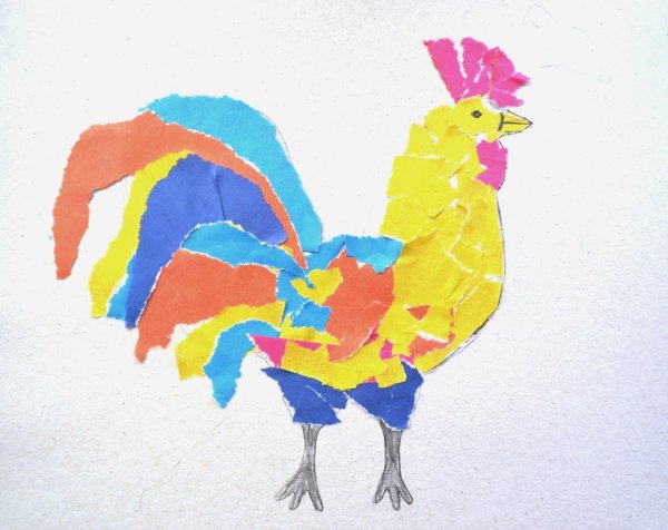 Мозаичная аппликация петушок