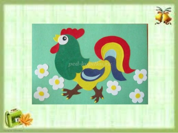 Петух аппликация из бумаги
