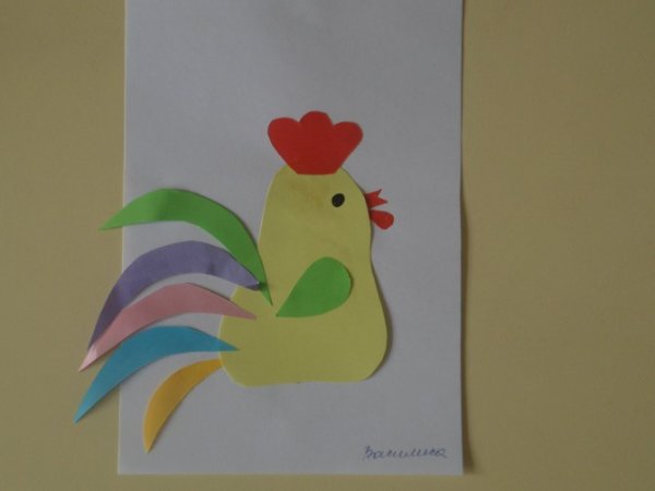 Аппликация петушок в подготовительной группе