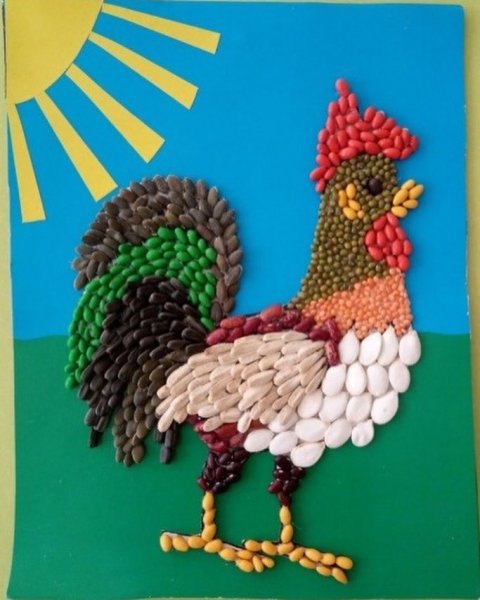 Поделка петух из семечек