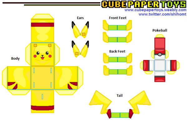 Поделки покемонов из бумаги схемы