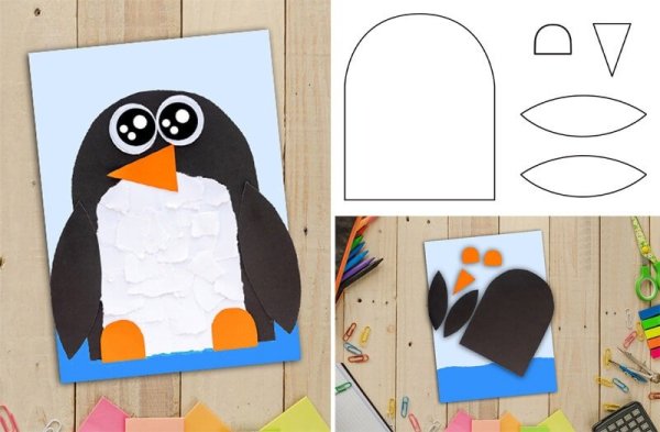 Поделка Пингвин из бумаги с шаблоном