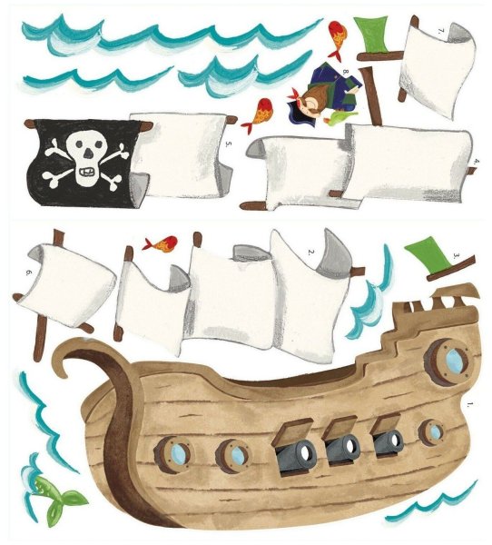 Наклейка на стену пиратский корабль