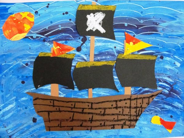 Пиратский корабль аппликация для детей
