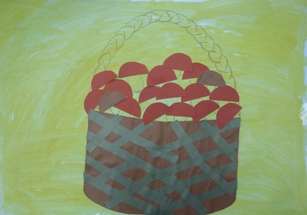 Аппликация корзинка с грибами