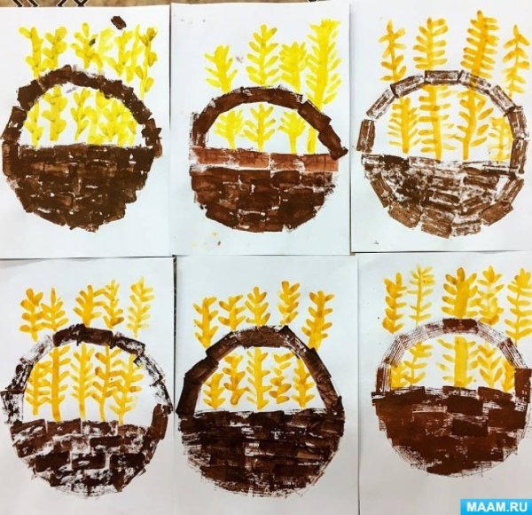 Рисование осеннее лукошко в подготовительной группе