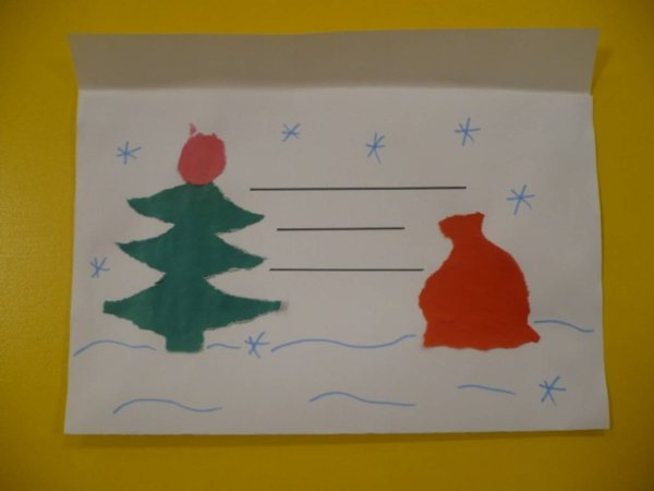 Аппликация подарок деду Морозу средняя группа