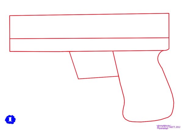 Поэтапное рисование пистолета