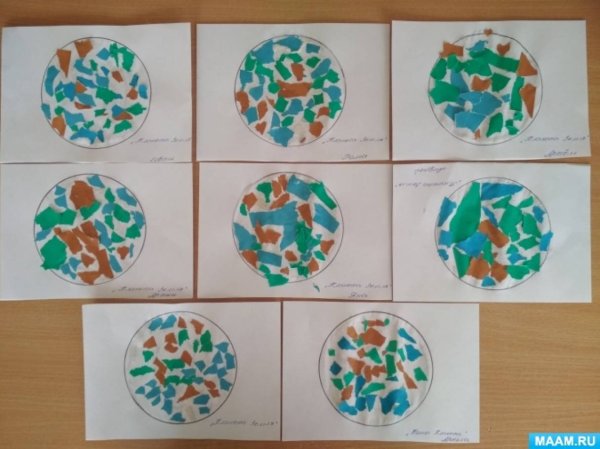 Аппликация на тему день земли во 2 младшей группе