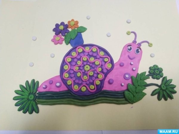 Улитка в технике пластилинография