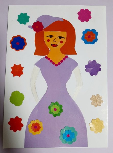 Аппликация девушка в платье