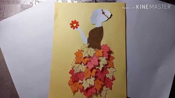 Девушка осень аппликация из бумаги