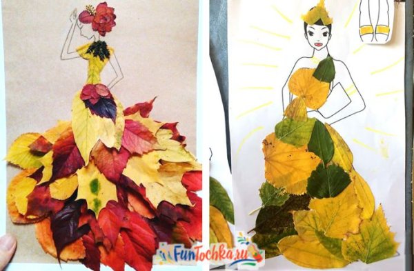 Осенняя поделка балерина с листьями