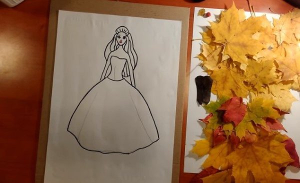 Силуэт девушки для поделки из листьев