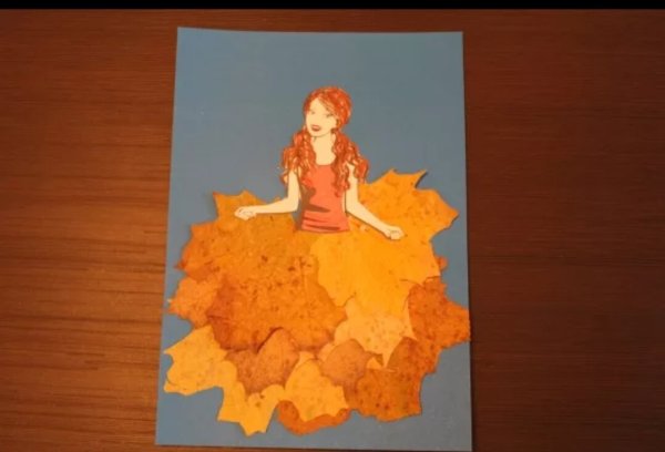 Платье из листьев аппликация