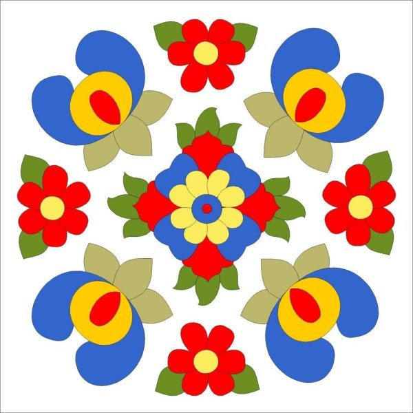Цветочный орнамент в квадрате