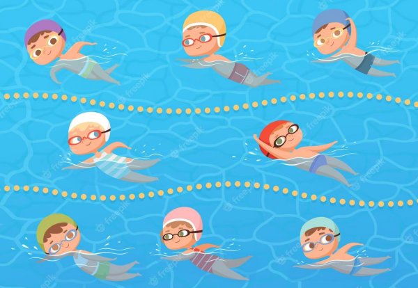 Дети в бассейне вектор