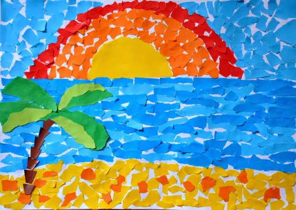 Обрывная аппликация мозаика техника