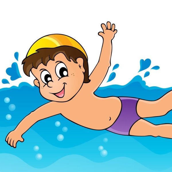 Мальчик плавает