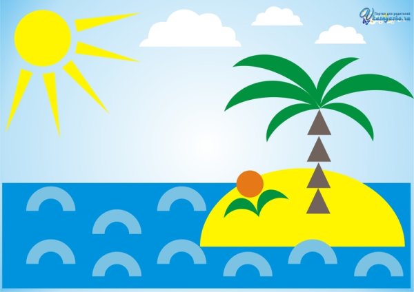 Пальма из геометрических фигур аппликация