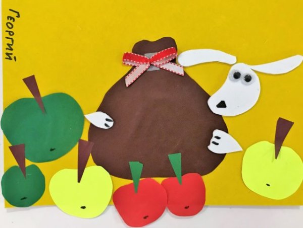 Аппликация мешок яблок Сутеева