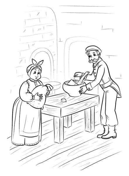 Раскраска к сказке каша из топора