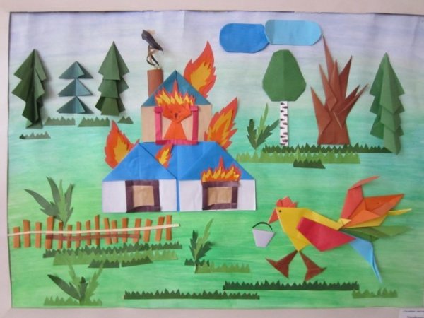 Аппликация на тему пожарная безопасность