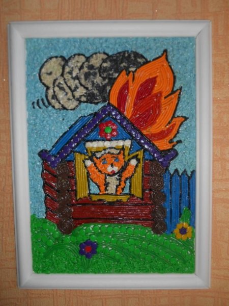 Пожарная безопасность Кошкин дом пластилинография