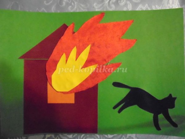 Аппликация на тему огонь в средней группе