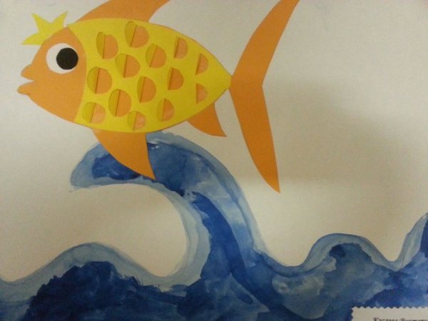 Золотая рыбка аппликация для детей