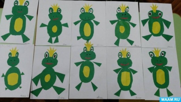 Аппликация лягушка подготовительная группа