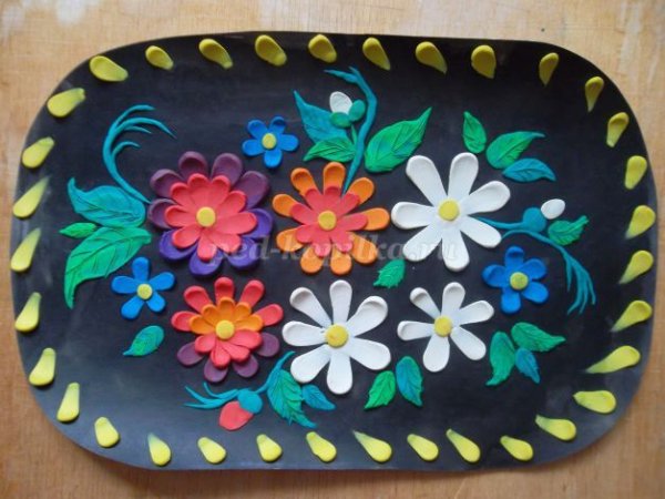 Роспись жостовских подносов пластилином