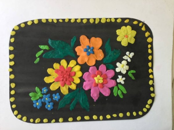 Жостовский поднос пластилином для детей