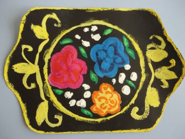 Поднос аппликация цветы