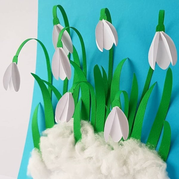 Подснежники из цветной бумаги