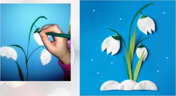 Аппликация первые цветы